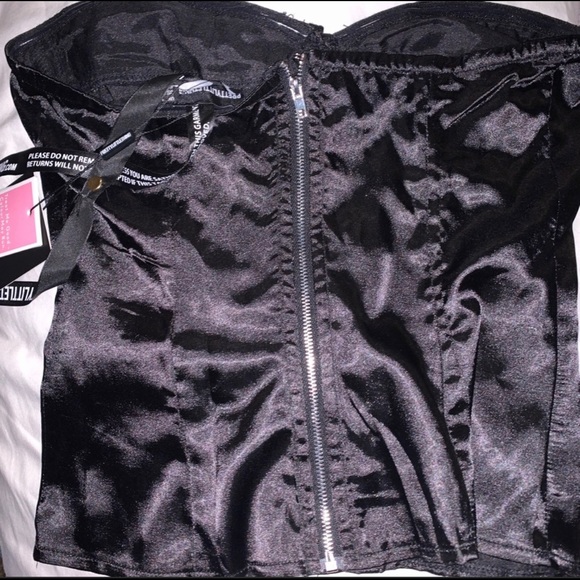 Black Satin Corset crop top - Picture 3 of 3